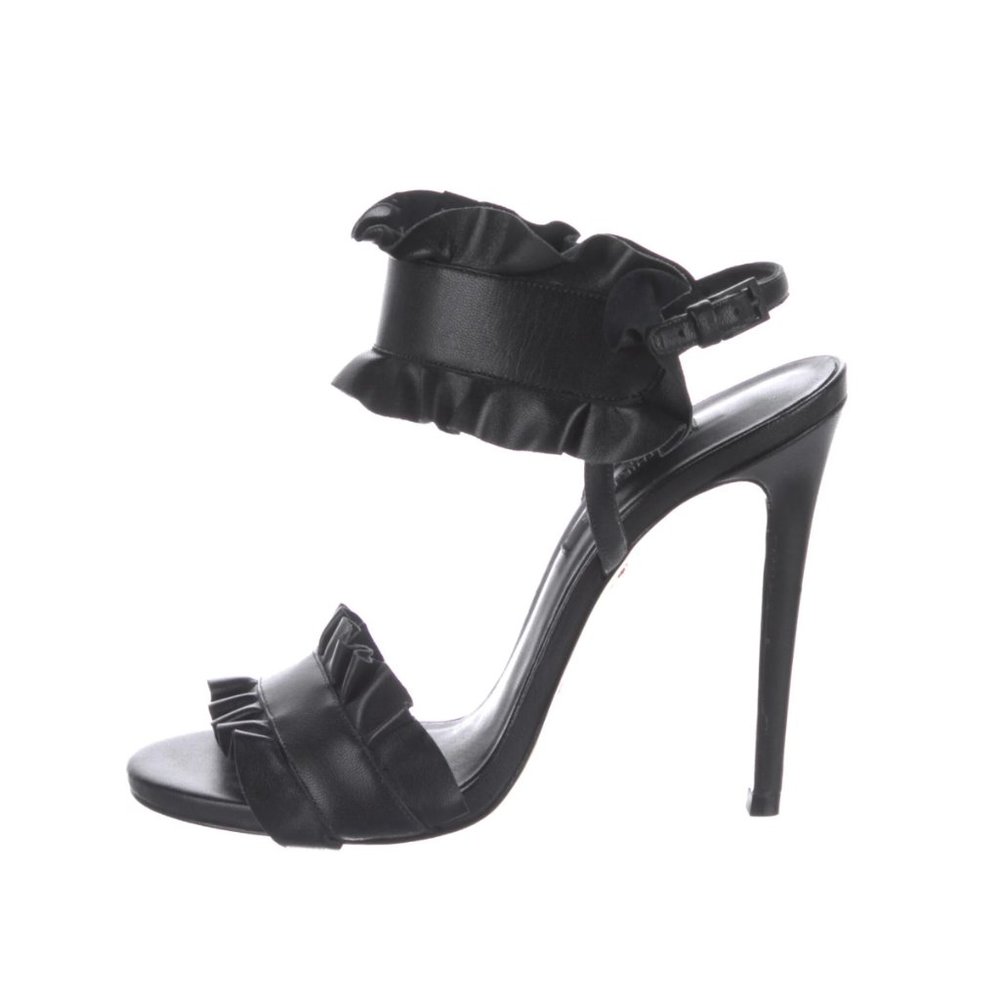 RUTHIE DAVIS Leather Ruffle Embellishment Slingback Sandals Size: IT 37